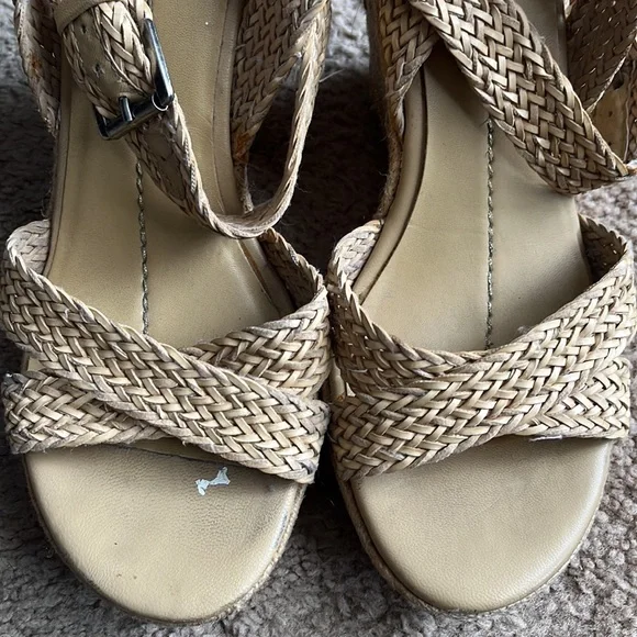 Natural beige Dolce Vita strappy twine sandal wedges - Picture 11 of 13
